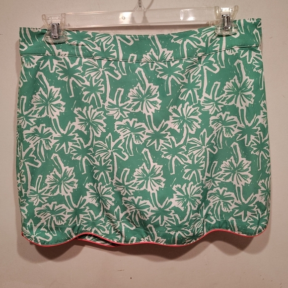 Zellos Women's Green Floral Mini Skirt Skort Sz  10- Tennis Preppy Golf Resort - Picture 1 of 7